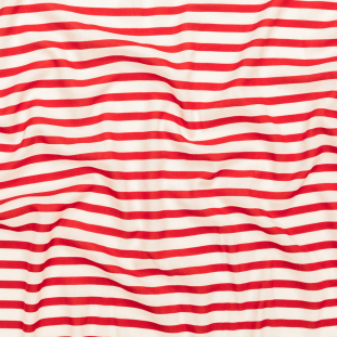Red and Off-White Awning Striped Silk Woven
