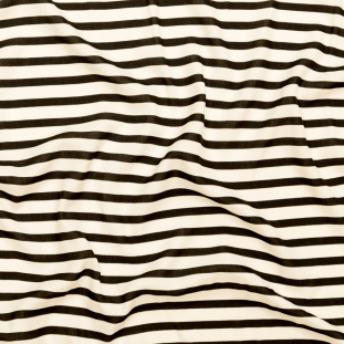 Black and Off-White Awning Striped Silk Woven