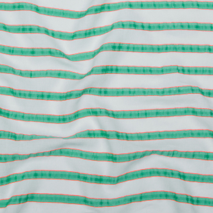 Milly Tofu, Spearmint and Neon Coral Striped Lightweight Linen
