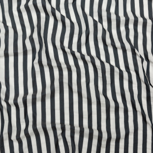 Phillip Lim Navy and White Awning Striped Silk and Cotton Woven