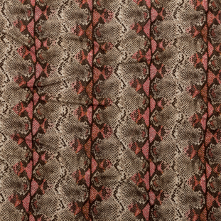 Italian Brown and Red Snakeskin Digitally Printed Viscose Jersey