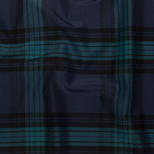 Blueberry and Dark Turquoise Plaid Cotton Voile