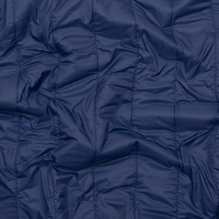 Navy Rectangular Ribs Quilted Coating with Sodalite Blue Knit Backing