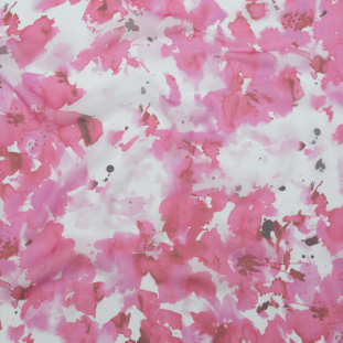 Pink Abstract Watercolor Crinkled Silk Chiffon