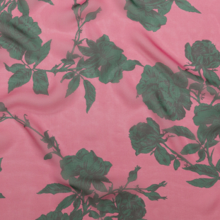 Carolina Herrera Green and Pink Floral Silk Chiffon