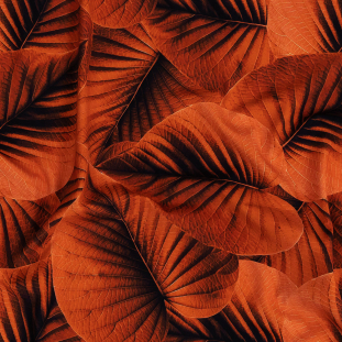 Full Burnt Ochre Leaves Caye UV Protective Compression Swimwear Tricot with Aloe Vera Microcapsules