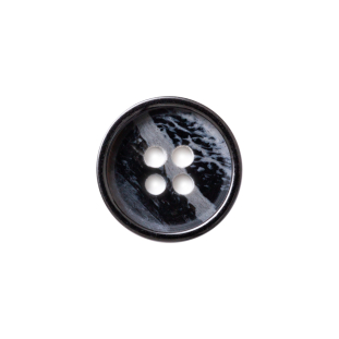 Italian Black Abstract 4-Hole Plastic Button - 28L/18mm