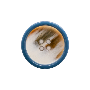 Italian Blue, Chipmunk and Silver Birch Abstract 4-Hole Plastic Button - 36L/23mm