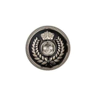 Italian Silver and Black 2-Hole Crest Button - 32L/20mm