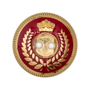 Italian Gold and Red 2-Hole Crest Button - 44L/28mm