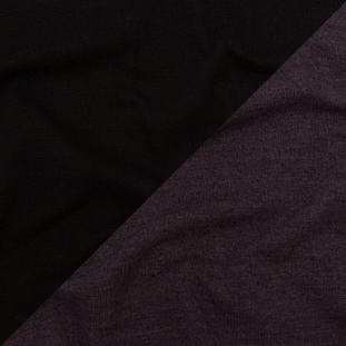 Italian Heathered Purple Pennant and Black Reversible Wool Double Knit