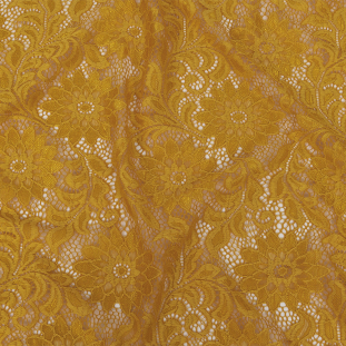 Mustard Sunflower Re-Embroidered Stretch Lace