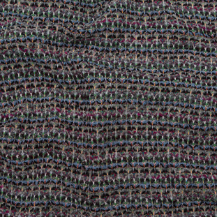 Steel Blue, Green and Fuchsia Striped Blended Wool Knit