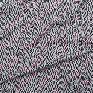 Pink Peacock, Raven and Blanc de Blanc Zig Zag Printed Crepe Knit
