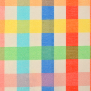 Rainbow Checkered Silk and Cotton Voile