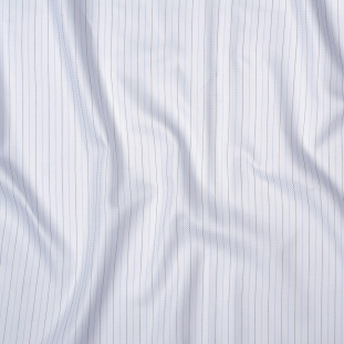Premium White Twill Cotton Shirting with Black and Blue Tattersall Stripes