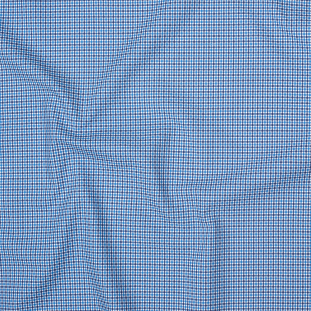 Premium Blue, Black and White Geometric Cotton Dobby Shirting