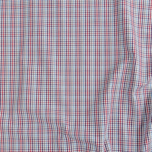 Premium Red, Blue and Gray Minute Plaid Cotton Shirting