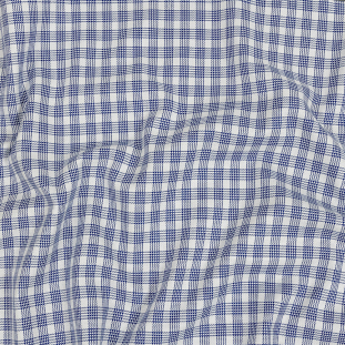 Premium Deep Ultramarine and White Patterned Checks Dobby Cotton Shirting