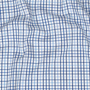 Premium Gradient Blue and White Checkered Cotton Shirting