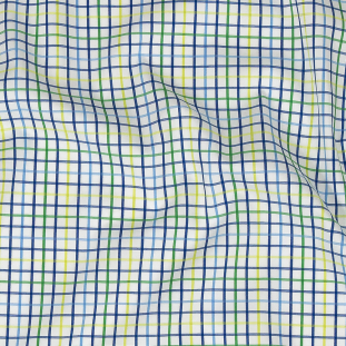Premium Gradient Green and Olympian Blue Checkered Cotton Shirting