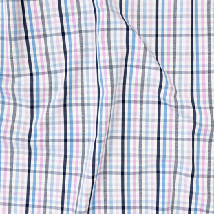 Premium Sky Blue, Candy Pink and White Plaid Cotton Shirting