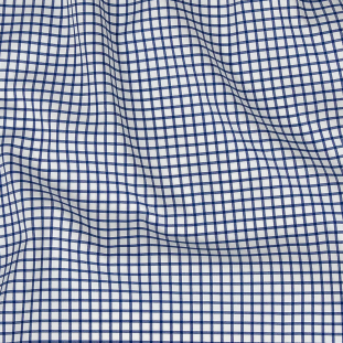 Premium Navy and White Checkered Wrinkle Resistant Dobby Cotton Shirting
