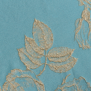 Metallic Gold and Sky Blue Floral Luxury Brocade