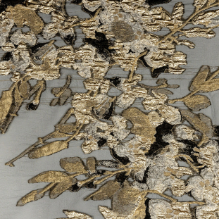 Metallic Gold and Black Floral Luxury Burnout Brocade Panel
