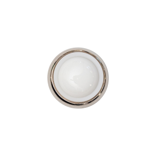 Italian White and Silver Round 2-Piece Shank Back Button - 24/15mm