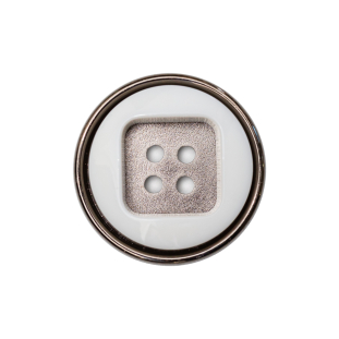 Italian White and Gunmetal 4-Hole 2-Piece Button - 38L/24mm