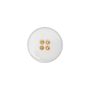 Italian White and Gold 2-Piece Plastic Button - 24L/15mm