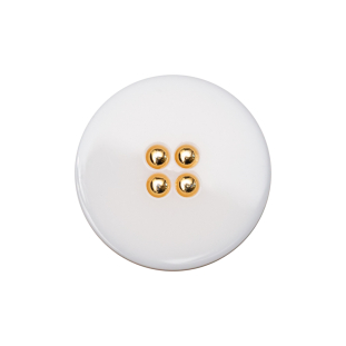 Italian White and Gold 2-Piece Plastic Button - 38L/24mm