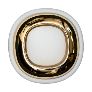 Italian White and Gold 2-Piece Plastic Button - 50L/32mm