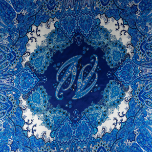 Mood Exclusive Italian Royal Blue Paisley Digitally Printed Silk Charmeuse Panel