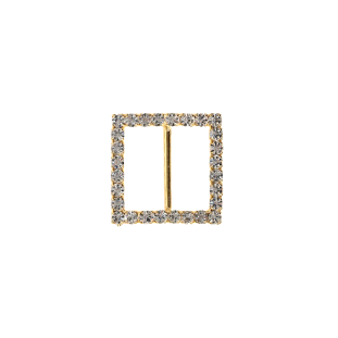 Swarovski Crystal and Gold Square Rhinestone Slider - 1.375"