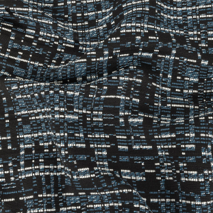 Italian Blue, Black and White Blended Cotton Tweed