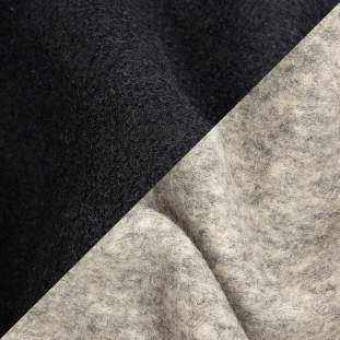 Heathered Oatmeal and Black Wool Double Cloth