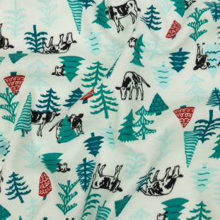 Evergreens and Cows Printed Cotton Flannel