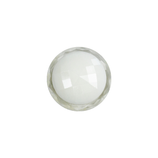 Italian White and Transparent Faceted Shank Back Button - 25L/16mm
