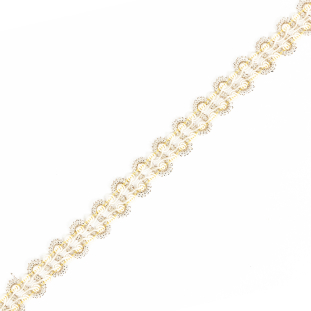 Lustrous Ivory, Champagne and Yellow Metallic Gimp Braided Trim
