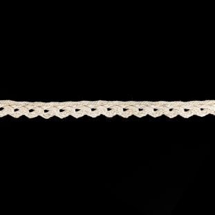 Lustrous Natural Braided Trim with Fuzzy Fibers and Scalloped Edge - 1"