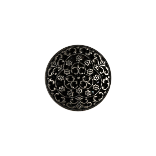 Gunmental Floral Cast Metal Shank Back Button - 28L/18mm