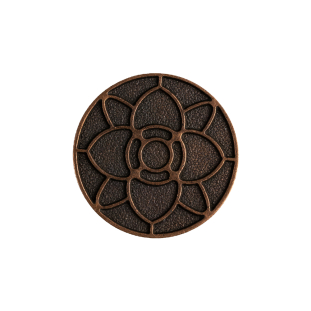 Italian Copper Floral Metal Shank Back Button - 36L/23mm