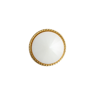 White and Gold 2-Piece Cone-Shaped Shank Back Button - 24L/15mm