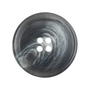 Gray and Silver Cloud Swirled 4-Hole Shallow Plate Plastic Button - 44L/28mm
