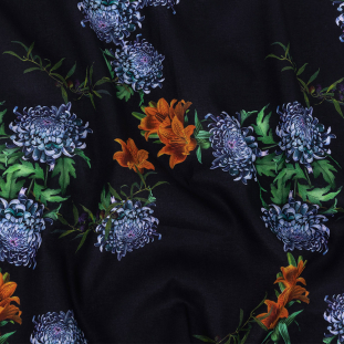 Toulouse Tiger Lilies and Chrysanthemums Mercerized Organic Egyptian Cotton Voile