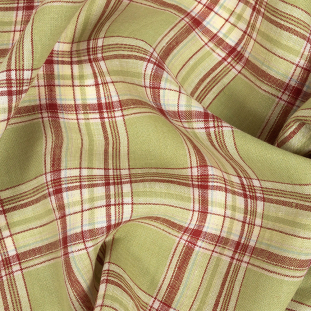 Sweet Pea and Red Plaid Linen Woven