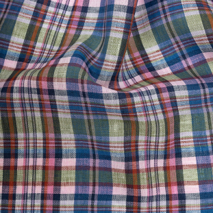 Pink, Blue and Green Plaid Linen Woven