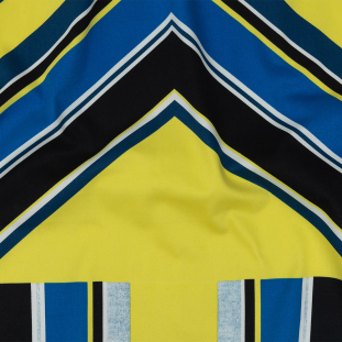 Yellow, Royal Blue and Black Large-Scale Geometric Stretch Cotton Sateen